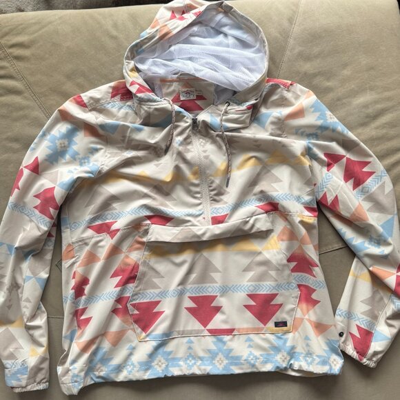 RARE Faherty Recycled Lined Windbreaker - Doug Good Feather Native Design XL - Picture 1 of 6